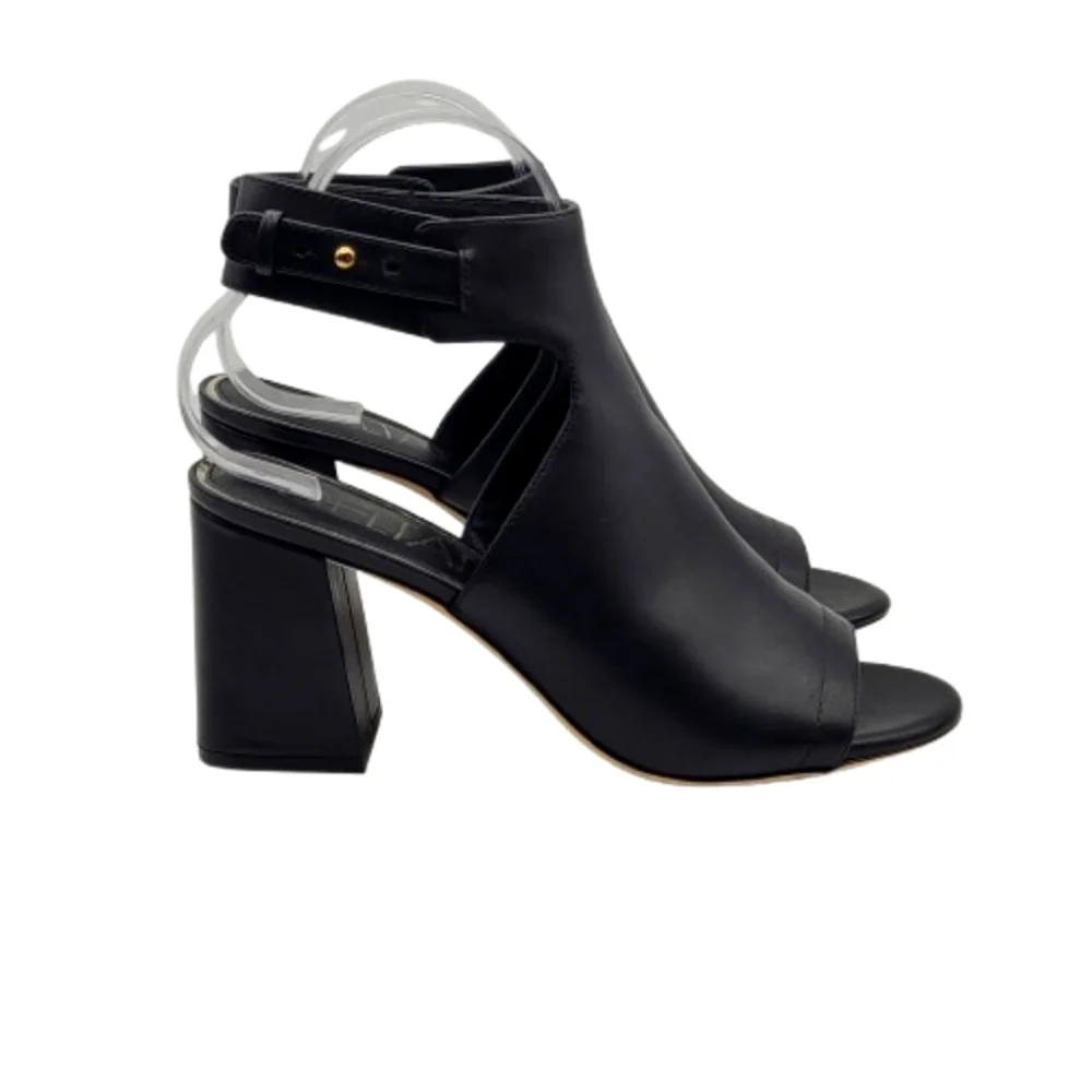 Deltan Sadie Sandal Shootie Size 9 Black Open Toe Ankle Strap Leather - Picture 4 of 13